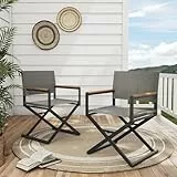 Grand patio Regiestuhl Klappbar Gartenstuhl Faltbar 2er-Set Campingstuhl Klappstuhl Leichter Tragbarer Stuhl, bis 150kg Belastbar, Angelstuhl für Strand, Camping, Garten, Grillen -Grey