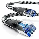 CSL - 2m Netzwerkkabel CAT 8 - LAN Kabel Patchkabel - Baumwollmantel - CAT8.1 High Speed Gigabit Ethernet Cable - 40 Gbits - S/FTP PIMF - RJ45 Stecker - Cat6 Cat7 Cat8 komp - 2 Meter - schwarz