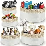 ENCOUN 5er Set Aufbewahrungskorb, Baumwollseil Geflochten, Stapelbare Speicher Korb Aufbewahrung, Multifunktional Körbe Aufbewahrung, Organisieren aufbewahrungskörbchen für Kinderzimmer, Spielzeug