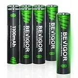 BEVIGOR AAA 1100mAh 1.2V Akkubatterien, Akku hohe Kapazität AAA NiMH wiederaufladbare Batterien, 8 Stück, vorgeladen