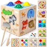 CYJJYZ Motorikwürfel 8 in 1, Holzspielzeug Motorikspielzeug, Montessori Spielzeug, Aktivitätswürfel Montessori Lernspielzeug Geschenk ab 1 2 3 4 Jahr