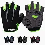 Grebarley Fahrradhandschuhe,Radsporthandschuhe rutschfeste und Stoßdämpfende Mountainbike Handschuhe mit geeiget Unisex Herren Damen (Grün, M)