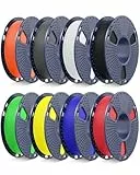 SUNLU Bundle PETG Schnell 3D Filament, Filament für 3D Drucker mit hoher Geschwindigkeit 30-600mm/s, 1.75mm±0,02 mm, 0.25kg/Spule, Gesamt 2kg, Schwarz+Weiß+Grau+Rot+Blau+Grün+Gelb+Orange