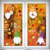 Moxled 159 Stück Fensterbilder Herbst - Zwerg Ahornblatt Herbstdeko Fenster Selbstklebend Aufkleber, Kleintiere Kürbis Truthahn Fensterdeko Herbst für Thanksgiving Herbst Deko