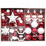 Valery Madelyn Weihnachtskugeln 70 stück Christbaumkugeln Geschenkpaket Weihnachtsbaumschmuck Christbaumschmuck mit Aufhänger für Weihnachtsbaum Weihnachtsdeko