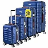 MONZANA® Kofferset 4tlg Hartschalen Koffer S-M-L-XL Gel-Griffe 4 Rollen ABS Hardcase Schloss Füße Trolley Rollkoffer Reisekoffer Set Navy