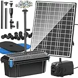 Biling Solar Teichfilter Komplettset mit Pump 20W 875 l/h - Solar Teichpumpe mit Filter für Teiche und Wasserfall bis 1200l - Solar Wasserspiel - Solar Springbrunnen für Außen Pool Garten