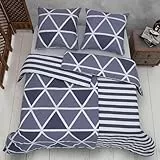 Vency Bettwäsche 135x200 4-Teilig Blau - Oeko-TEX 80% Baumwolle & 20% Polyester, 2X Bettbezug Reißverschluss + 2X Kissenbezug 80x80 Umschlagverschluss, Stripe Modell