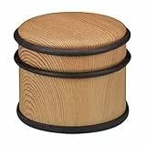 Relaxdays Türstopper, für schwere Türen & Fenster, Edelstahl & Gummi, Holzoptik, hoher Bodenpuffer, ∅ 9,5 cm, braun, 1 Stück