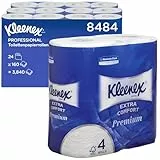 Kleenex Premium Toilettenpapierrolle, 4-lagiges Toilettenpapier, WC-Papier mit wattierten Blättern aus 100% reinen Fasern, FSC-zertifiziert, 24 Rollen x 160 (insg. 3.840 Blätter), Artikel-Nr. 8484
