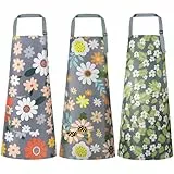 Vicloon Blumenschürzen mit Tasche,3 Stück Blumen Kittelschürze,verstellbar Schürze,wasserdichte Schürze zum Kochen und für Küche Backen,Garten und Salon,Grillen,Gemälde