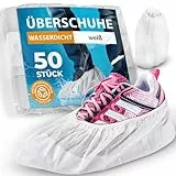 ISC Hygiene & Safety 50x Schuhüberzieher wasserdicht weiß von Überschuhe Verstärkt Extra Stark 9g - Rutschfeste Überzieher für Schuhe - Einheitsgröße, Überziehschuhe Einweg Mehrweg Galoschen