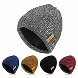Sukeen Mütze Herren, Strickmütze Wintermütze, Weiche Warme Beanie für Herren Damen, Dehnbare Strickmütze mit Dickem,Warmem Futter,Klassische Unisex