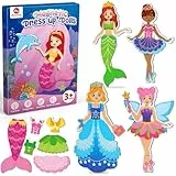 Mocoosy Magnetische Anziehpuppen Basteln Spielzeug für Mädchen 4-8, Prinzessin Fee Meerjungfrau Anziehspielzeug passendes Spiel Reisespielzeug für Kinder Geschenke für Mädchen Alter 3 4 5 6 7 Jahren