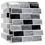 HPNIUB 10 Stück Klebefliesen Küche Kachelaufkleber Fliesenaufkleber Küchenrückwand Fliesen Metro Fliesen Wandfliesen Selbstklebend Weiß Bad Küche Keramikfliesen 30 x 30cm