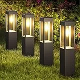 Joomer Solarlampen für Außen Garten, LED Solarleuchten für Außen Warmweiß Quadrat Wegeleuchte Gartenleuchte Wetterfest für Terrasse Rasen Terrasse Auffahrt Deko, 4 Stück