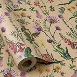 RUSPEPA Kraft-Geschenkpapierrolle – Minirolle – Wildblumendesign, ideal für Geburtstage, Partys, Babypartys – 43,2 cm x 10 m