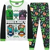 Get Trend Minecraft Schlafanzug Jungen und Teenager, Pyjama Set mit Schlafanzug Hose T-Shirt Kinder, 2-teilig, Geschenke für Jungs (9-10 Jahre, Multi Minecraft)