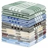 URAQT Taschentücher Herren 40cm x 40cm, 12 Stück Herrentaschentücher Karomuster, Handkerchief Wiederverwendbar, Hochzeits- und Herrengeschenke, 6 Farb-A