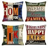 Homefeelzydys Kissenbezug 4er Set 40X40cm Bauernhaus Kissenhülle Dekorative Dekokissen Moderne Kissenbezüge Sofakissen Kissen Drinnen für Sofa Couch Stuhl Schlafzimme Büro Auto
