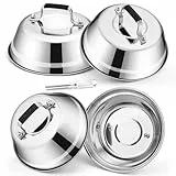 HaWare Burgerglocke, 4 Stück Edelstahl Burger Glocke mit Gummigriff, Burgerhauben Schmelzglocke für Grill, Steak, Cheese, Käse, Teppanyaki, Außen & Innen, Spülmaschinenfest - 16.8 x 6 cm