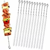 Homealexa 20 Stücke Grillspieße, Grill Kabob Spieße 37,5cm Edelstahl Lange Spieße Schaschlikspieße Fleischspieße für Lagerfeuer oder Grillschale