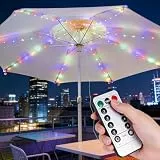 Sonnenschirm Beleuchtung, LED Sonnenschirmbeleuchtung 8 Modi mit Fernbedienung Garten Sonnenschirmlichterkette LED Sonnenschirm Lichterkette Regenschirm Lichterkette IP67 Außen Innen Deko (Farbenfroh)