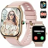 Smartwatch Damen Herren,Fitnessuhr Tracker mit | 2.01' HD Touchscreen | Telefonfunktion | Silikon + Zinklegierung 2 Armbänder | App-Benachrichtigungen | Sportuhr mit 123+Sportmodi für Android/iOS