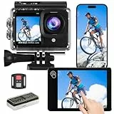 TIMNUT Touchscreen 4K60FPS Action Cam, 40M Unterwasserkamera 48MP HD WiFi Kamera mit EIS 8X Zoom Wasserdicht Actionkameras Weitwinkel Sportkamera mit 2 * 1350 mAh Akkus