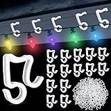 GOLRISEN 100 Stück Dachrinnenhaken Lichterkette Kunststoff Halterung Outdoor Weihnachtslicht Clip Mini Dachrinnenhalter für Weihnachtsbeleuchtung LED Dekorative Lichterketten (Weiß)