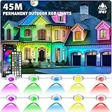 45m Permanente Außenbeleuchtung,RGB Wasserdicht LED outdoor lichterkette,Dachrandbeleuchtung mit App-Steuerung und Fernbedienung,IP 67 Lichterkette außen für Weihnachtsbeleuchtung,Party Tägliche Deko