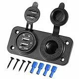 SYCEES Zigarettenanzünder Ladegerät Adapter mit Dual USB Buchse Steckdose Anschluss KFZ Auto LKW Motorrad 12V Schwarz