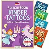 Famifidus +115 Hautfreundliche Temporäre Tattoos I 7 Gleiche Bögen I Dermatologisch SEHR GUT I Kinder Tattoo MADE IN GERMANY I Tattoos für Kinder (Einhörner, Feen & Prinzessinnen)
