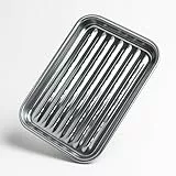 Gardenko Grillschale Edelstahl 35 x 24 cm – Wiederverwendbare Grillpfanne mit Löchern für Gemüse, Fleisch & Fisch – Grillkorb für Gasgrill, Holzkohlegrill & Elektrogrill – Spülmaschinenfest, Rostfrei