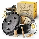 GUSSKÖNIG Gusseisen Brotbackform mit Deckel 26 cm - Brotbacktopf inkl. Rezeptbuch I Brottopf zum backen I Brot Backen Zubehör I eingebrannter Dutch Oven zum Brotbacken I Gusseisen Topf Brot backen