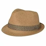 Comhats Herren Strohhut Trilby für Sommer, Sonnenschutz - Faltbarer Panama Hut, Fedora für Strand, Festival - Rollbar & Stilvoll Khaki-Schwarz XL