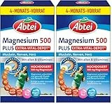 Abtei Magnesium 500 Plus Extra-Vital-Depot – Hochdosierte Magnesiumtabletten – Für Muskeln, Nerven, Herz – 500 mg Magnesium – laktosefrei, glutenfrei, vegan – Vorratspackung, 126 Tabletten