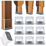 32 Stück Transparent Silikon Stuhlbeinkappen, Rechteckig Stuhlbeinschoner, Schutzkappen für Stuhlbeine, bodenschoner für stühle für Hartholzböden, Fliesen (Geeigneter Umfang: 125-150 mm