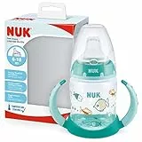 NUK First Choice Trinklernbecher | 6–18 Monate | 150 ml | Griffe & orthodontischer Silikonsauger | Auslaufsicher | Anti-Kolik | Temperaturkontrolle | BPA-frei | Grün