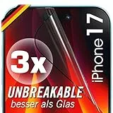 UTECTION 3X Panzerfolie [Besser als Glas] für 17 - Unzerstörbarer Displayschutz - Perfekte passform - Schutzfolie mit ALLEN Hüllen kompatibel - Super Haptik & Kinderleichte Anbringung