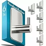 Menz Handtuchhalter ohne Bohren, 6 Stück - Edelstahl Badezimmer Handtuchhalter, wasserfeste Klebehaken, langlebige Haken fürs Bad, Haken selbstklebend, ideal als funktionale Handtuchhaken