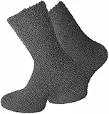 normani 2 oder 4 Paar Kuschelsocken Uni Farben für Damen und Herren Farbe 4 x Anthrazit Größe 43-46