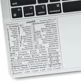 Synerlogic Mac OS Kurzbefehle-Sticker | Tastatur-Sticker für macOS | Laminierter Vinyl-MacBook-Spickzettel für Laptop | MacBook-Kurzbefehle 2026 (Clear/Black/German)