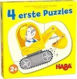 HABA 4 erste Puzzles – Baustelle – Set mit 4 Puzzles ab 2 Jahren, mit Bagger, Laster & Kran-Motiven - 1306181001