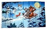Fahne/Flagge Winter Schlitten 90 x 150 cm