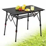 HAUSPROFI Campingtisch Klappbar Aluminium Höhenverstellbar 93x53cm Falttisch mit Aufrollbarer Tischplatte Tragetasche & Netztasche für Camping Picknick Garten Balkon Outdoor, Schwarz Model 2026