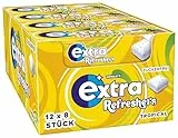 Extra Refreshers Kaugummi zuckerfrei, Tropical Gum, 12 x 8 Dragees, Großpackung Chewing Gum, Xylitol Kaugummi ohne Zucker (96 Dragees)