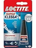 Loctite Superkleber Präzision, Sekundenkleber für punktgenaues Kleben ohne Nachtropfen, schnelltrocknender, spülmaschinenfester Flüssigkleber, 1 x 5 g Flasche