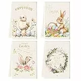 BINXWA 4 Stück geschirrtuch Ostern,40x60 cm geschirrtücher tischdeko frühling,Baumwoll taschentücher Oster deko innen,Ostern Küchen Zubehör und osterngeschenk