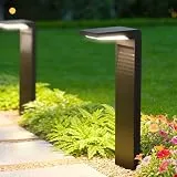 LES FLEURSSolarlampen für Außen, LED Solarleuchten Garten mit Warmweiß und 2 Helligkeitsmodi, IP55 Wasserdichte Wegeleuchten Außen, Solar Wegbeleuchtung im 2 Stück für Hinterhof Rasen Terrasse Deko
